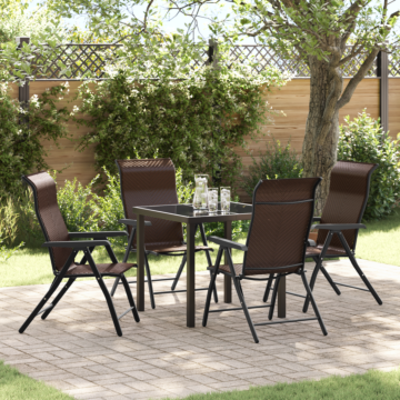 Vidaxl 5 Piece Garden Dining Set Brown Poly Rattan