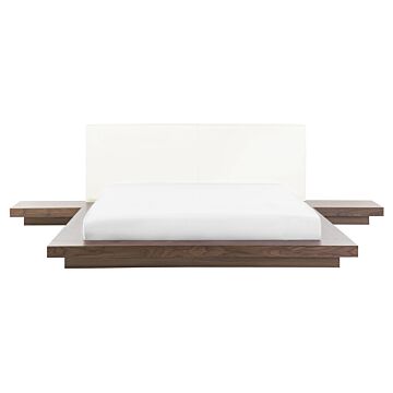 Japan Bed Frame Brown Eu King Size 5ft3 Wood Veneer Low Profile Bedroom Beliani