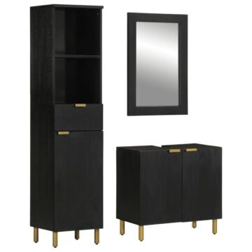 Vidaxl 3 Piece Bathroom Furniture Set Black Engineered Wood