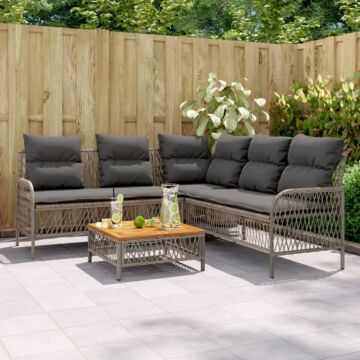 Vidaxl 2 Piece Garden Sofa Set With Cushions Grey Poly Rattan