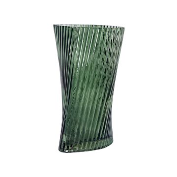 Flower Vase Green Glass 26 Cm Decorative Tabletop Home Decoration Modern Design Beliani