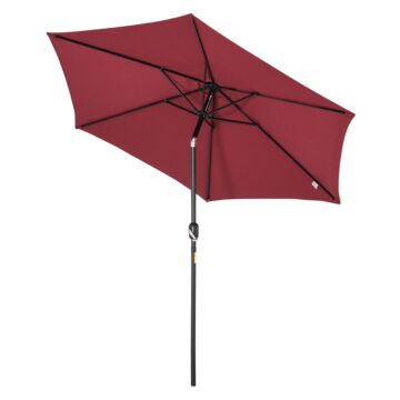 Outsunny Wine Red 9ft Aluminum Sun Shade Pole Patio Umbrella Outdoor Market Café Yard Gazebo Cover