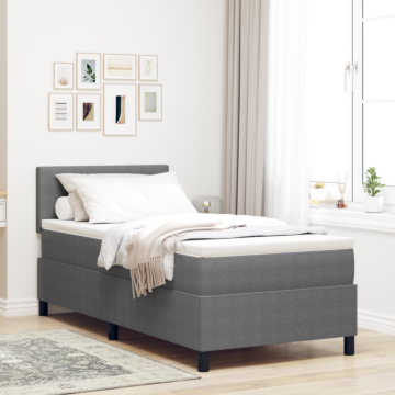 Vidaxl Box Spring Bed With Mattress & Led Light Grey 90x200 Cm Corduroy Fabric