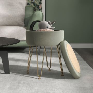 Homcom 5l Velvet-feel Storage Ottoman - Green
