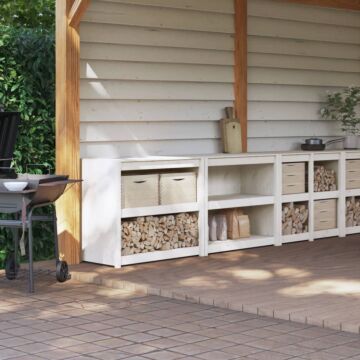 Vidaxl Outdoor Kitchen Cabinets 2 Pcs White Solid Wood Pine