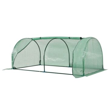 Outsunny Tunnel Greenhouse Green Grow House For Garden Outdoor, Steel Frame, Pe Cover, Green, 200 X 100 X 80cm