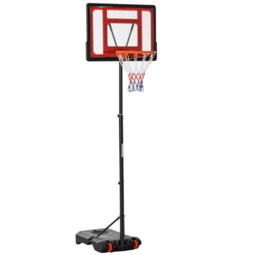 Homcom Portable Basketball Hoop Stand 160-210cm Adjustable Height Sturdy Rim Hoop W/ Large Wheels Stable Base & Net Free Standing