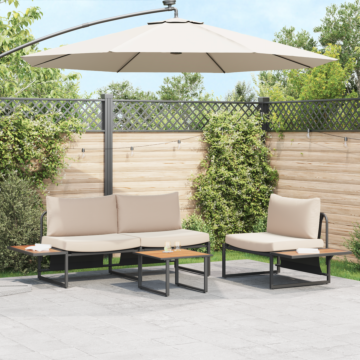 Vidaxl 3 Piece Garden Sofa Set With Taupe Cushions