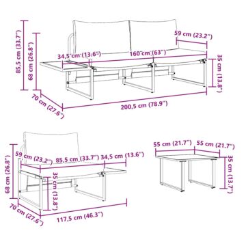 Vidaxl 3 Piece Garden Sofa Set With Taupe Cushions