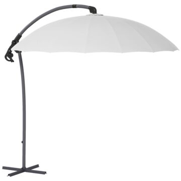 Outsunny 2.7m Cantilever Parasol, With Cross Base - Grey