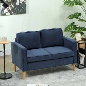 Homcom Small Two-seater Corduroy Sofa - Blue