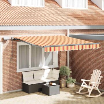 Vidaxl Manual Retractable Awning With Led Yellow And Orange 350x250 Cm
