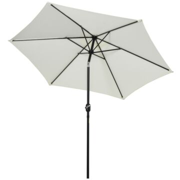 Outsunny 2.7 M Patio Umbrella Sun Shade Tilt Crank Garden Aluminium Frame-cream White