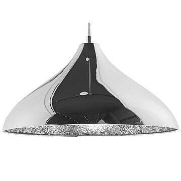 Ceiling Light Pendant Silver With Cracked Glass Lamp Beliani