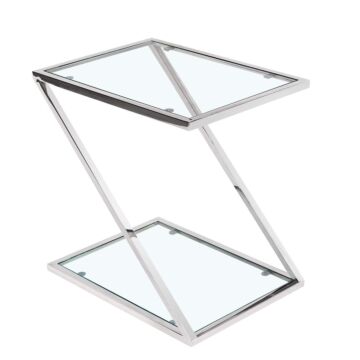 Qatar Lamp Table Clear Glass & Silver Frame