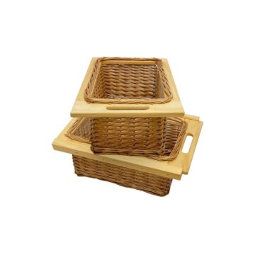 2 X Pull Out Wicker Kitchen Baskets 400mm