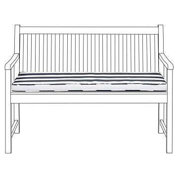 Outdoor Seat Pad Blue And White Polyester Water Resistant Striped Bench Cushion 112 X 54 Cm Garden Beliani
