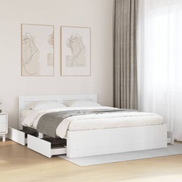 Vidaxl Bed Frame With Headboard Without Mattress White 160x200 Cm