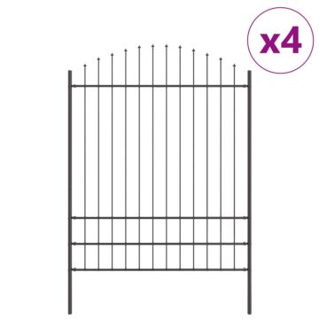 Vidaxl Garden Fence With Hoop Top Grey 6.8x2 M Steel