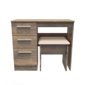 Contrast 3 Drawer Vanity & Stool Set In Vintage Oak