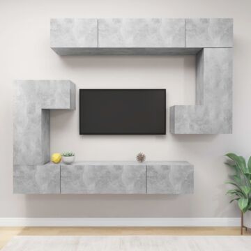 Vidaxl 8 Piece Tv Cabinet Set Concrete Grey Engineered Wood