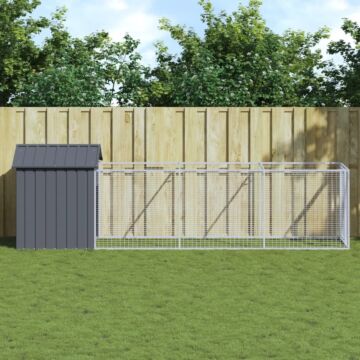 Vidaxl Dog House With Roof Anthracite 117x405x123 Cm Galvanised Steel