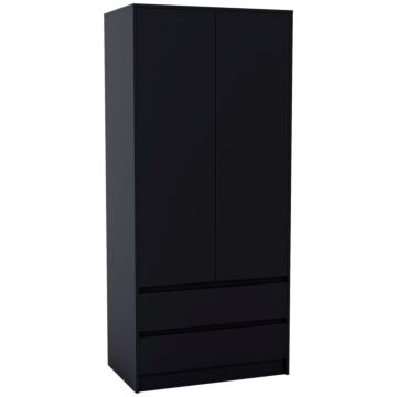 Vida Designs Denver 2 Door Wardrobe With Drawers, Black