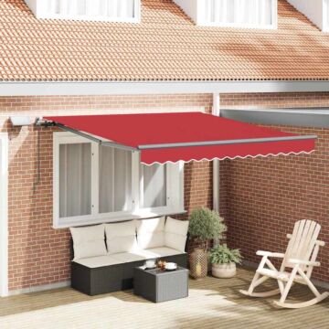 Vidaxl Manual Retractable Awning With Led Red 350x250 Cm, Vidaxl Awning Replacement Fabric For 3.5x2.5 M Frame Red