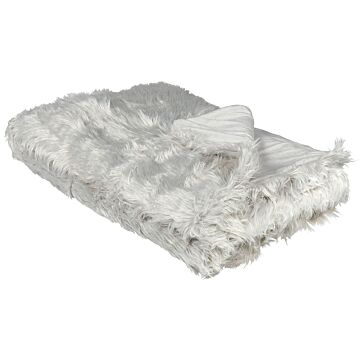 Bedspread Grey Soft Fabric 150 X 200 Cm Faux Fur Blanket Beliani