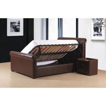 Caxton Storage Pu Double Bed Brown