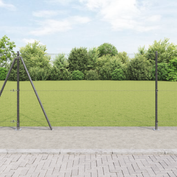 Vidaxl Welded Wire Fence With 13 Flanged Posts Grey 1.2x50 M Steel