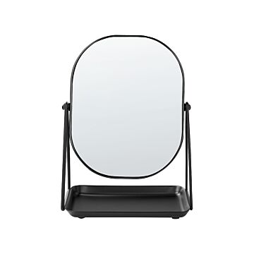Makeup Mirror Black Metal 20 X 22 Cm Dressing Table Double Sided Magnifying Mirror Decorative Beliani