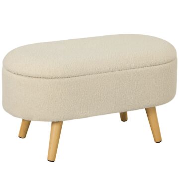 Homcom Teddy Fleece Storage Ottoman - Cream White