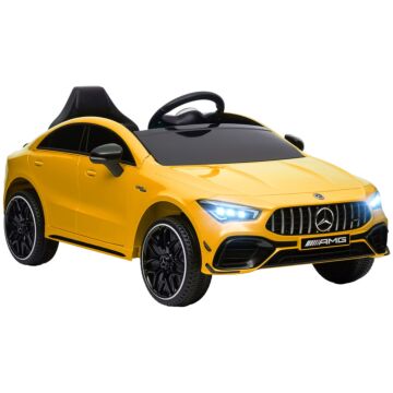 Aiyaplay Mercedes-amg Cla 45 Licensed 12v Kids Electric Car Ride On Car W/ Remote, Suspension Lights Music Horn - Yellow