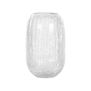 Flower Vase Transparent Glass 28 Cm Decorative Round Shape Cracking Effect Tabletop Home Decoration Modern Design Beliani