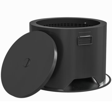Outsunny Outdoor Round Fire Pit With Lid And Fire Poker - Black