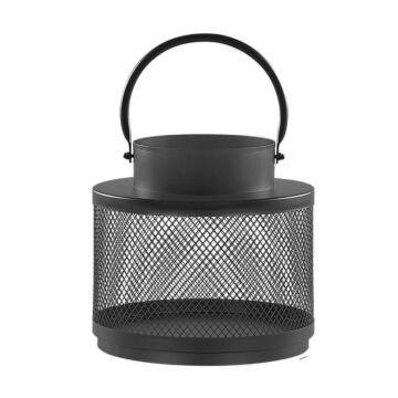 Lantern Black Iron H 19cm Pillar Candle Holder Handle Minimalistic Industrial Decoration Accent Piece Beliani