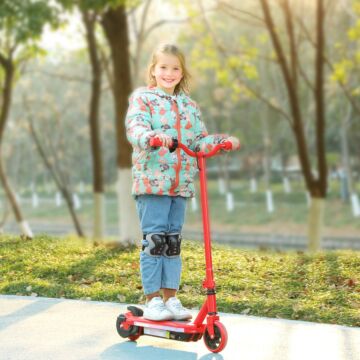 Aiyaplay Electric Scooter For Kids Ages 6-14, With Colourful Light And Electric Brake, Kids Electric Scooter E Scooter, Up To 10 Km/h & 8 Km, Red