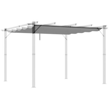Outsunny Retractable Pergola Shade Cover, Replacement Canopy Fabric For 3 X 3 (m) Pergola, Gazebo Retractable Roof, Light Grey
