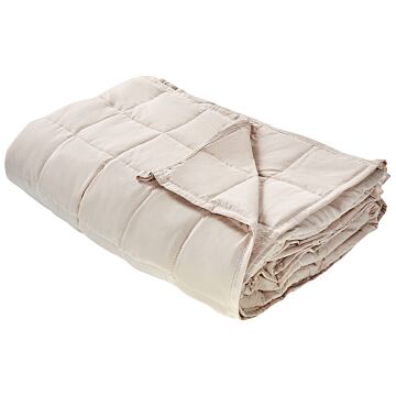 Weighted Blanket Beige Polyester Fabric Glass Beads Filling Rectangular 150 X 200 Cm 9kg 19.84lb Quilted Beliani
