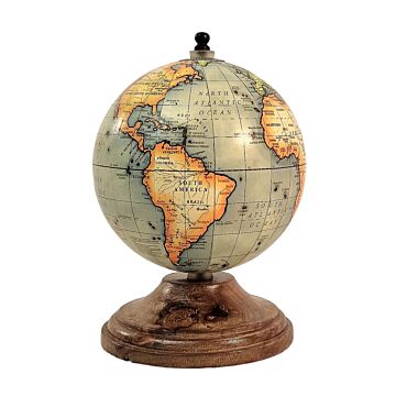 5 Inch World Globe On Mango Wood Stand