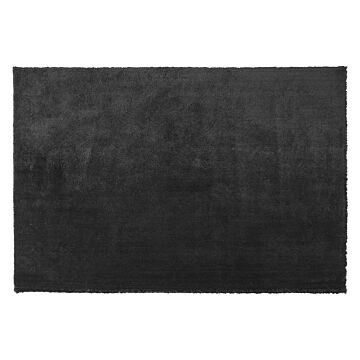 Shaggy Area Rug Black Cotton Polyester Blend 140 X 200 Cm Fluffy Dense Pile Beliani