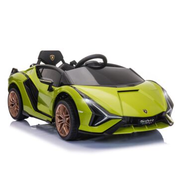 Homcom Compatible 12v Battery-powered Kids Electric Ride On Car Lamborghini Sian Toy With Parental Remote Control Lights Mp3 For 3-5 Years Old Green