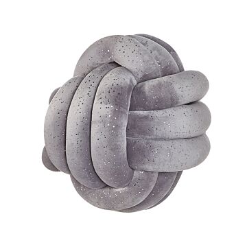 Decorative Cushion Grey Velvet Knot Pillow 30 X 30 Cm With Glitter Decor Accessories Beliani