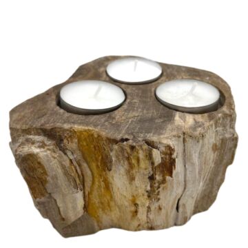 Petrified Wood Tealight Holder - Triple