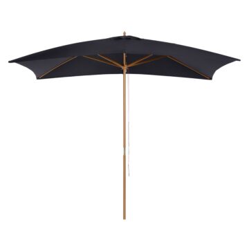 Outsunny 295l X 200w X 255hcm Wooden Garden Patio Parasol Umbrella-black