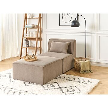 Chaise Lounge Taupe Corduroy Jumbo Cord Upholstered Two Piece Modern Design Beliani