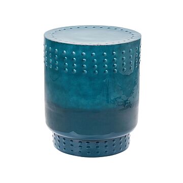 Side Table Blue Iron Metal Accent End Table Decor Display Design Beliani