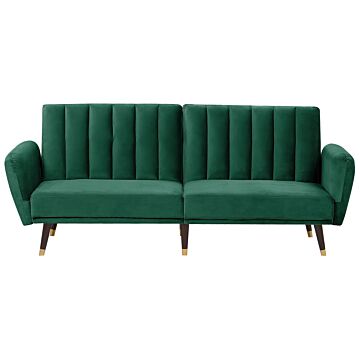 Sofa Bed Green Sleeper Convertible Velvet Upholstery Elegant Glam Modern Living Room Bedroom Beliani
