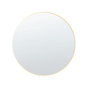 Wall Mirror Gold Glass 80 X 80 Cm Round Decorative Wall Mounted Accent Piece Beliani